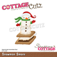 Billede: skæreskabelon snemand lavet af marshmallow på en kiks, Dies CottageCutz CC-834, Snowman Smore