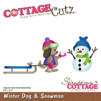 Billede: skæreskabelon hund og snemand med kælk, Winter Dog & Snowman, cc-963, CottageCutz