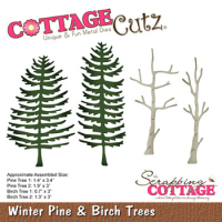 Billede: skæreskabelon grantræer og birketræer, Winter Pine & Birch Trees, cc-970, CottageCutz