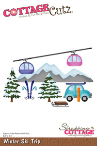 Billede: skæreskabelon skiudstyr til ferien, Winter Ski Trip, cc-973, CottageCutz