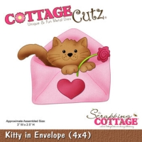 Billede: skæreskabelon kat i kuvert, COTTAGECUTZ DIES, Kitty in Envelope, førpris kr. 140,- nupris