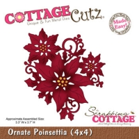 Billede: skæreskabelon julestjerner, COTTAGECUTZ DIES, Ornate Poinsettia, førpris kr. 155,- nupris