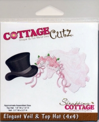 Billede: skæreskabelon høj hat og brudeslør, COTTAGECUTZ DIES, Elegant Veil & Top Hat, førpris kr. 140,- nupris