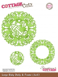 Billede: skæreskabelon babycirkel med ænder og sutteflaske, COTTAGECUTZ DIES, Large Baby Doily & Frame, førpris kr. 203,- nupris