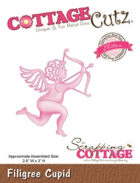 Billede: Filigree Cupid, engel med bue og pil, cce-087, 6,6x7,6cm, cottage cutz, førpris kr. 140,00, nupris