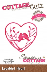 Billede: skæreskabelon fugle i hjerte, cce-503, lovebird heart, CottageCutz, førpris kr. 68,00, nupris
