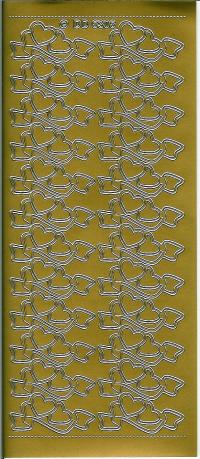 Billede: hjerter på bånd, guld stickers