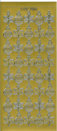 Billede: julekugler og stjerner, guld stickers