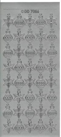 Billede: julekugler og stjerner, sølv stickers