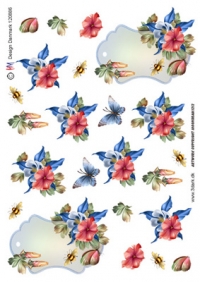 Billede: lille tags med blomster, hmdesign, førpris kr. 6,- nupris