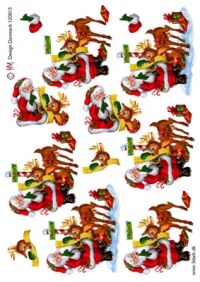 Billede: julemanden læser ønskeseddel for rudolf, hmdesign, førpris kr. 6,- nupris
