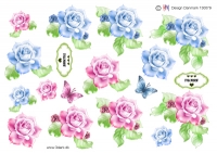 Billede: roser i lyse farver, hmdesign, førpris kr. 6,- nupris