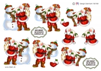 Billede: snemand og julemand med gavesæk, hmdesign, førpris kr. 6,- nupris
