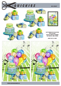 Billede: drengefødselsdag med balloner, gaver og kage, quickies quick