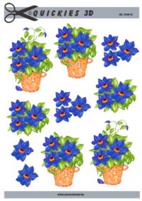 Billede: blå blomster i kurv, quickies, førpris kr. 6,- nupris