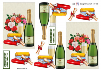 Billede: champagne, blomster og eksamensbevis, hm-design