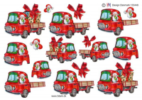 Billede: julemanden kører lastbil med gave, hm-design