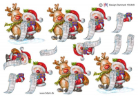 Billede: rensdyr og julemand med lang liste, hm-design
