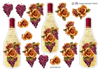 Billede: blomsterdekoreret vinflaske, hm-design