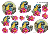 Billede: papegøje på blomst, hm-design