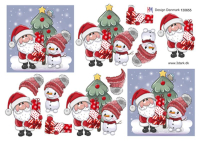 Billede: julemand med gaver og snemand, hm-design