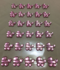 Billede: 30 stk. rhinstensbarnevogne rød, førpris kr. 18,- nupris