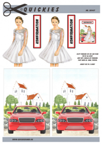 Billede: konfirmand pige og bil foran kirke, quickies quick