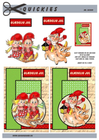Billede: nissebørn på kælk og nissefar på grisen, quickies quick