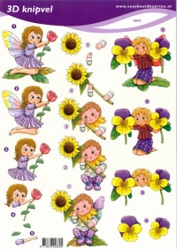 Billede: børn med blomster, voorbeeldkaarten, tilbud