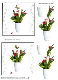Billede: tulipaner i vase med dotsmønster, lene design, tilbud