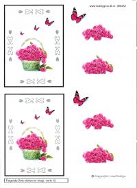 Billede: blomster i kurv med dotsmønster, lene design, tilbud