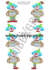 Billede: klovn med harmonika, bruge til urotop nr. p066554, lene design, tilbud