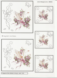 Billede: svane i blomster med dotsmønster, lene design, førpris kr. 6,-, nupris