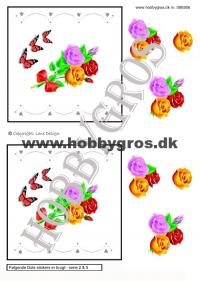 Billede: 3 roser med dotsmønster, lene design, tilbud