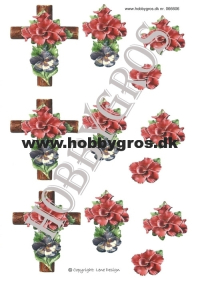 Billede: kors med blomster, lene design, tilbud