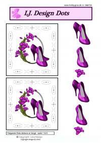 Billede: damesko i blomsterkrans med dotsmønster, lene design, tilbud