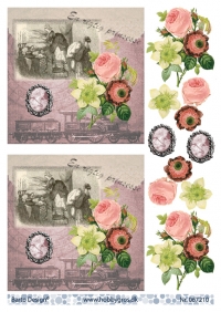 Billede: prinsessen på ærten og et kørende tog og blomster, barto design, førpris kr. 6,- nupris