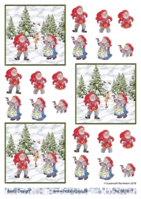 Billede: 3 billeder af nissefar og nissemor i sneen, barto design