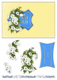 Billede: sølvbryllupsskjold i blomster, telegramstørrelse, barto design