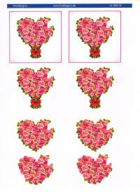 Billede: rosenbuket med hjertet, hobbygros, førpris kr. 6,- nupris