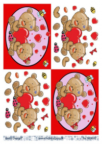 Billede: 2 bamser med kærlige hjerter, barto design