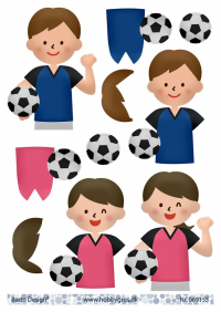 Billede: dreng og pige med fodbold, barto design
