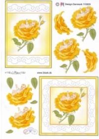 Billede: sy-ark nr. 9 gul rose med baby, tilbud