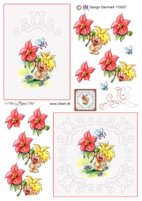 Billede: lille fyr med blomst, sy-ark hmdesign, førpris kr. 6,- nupris