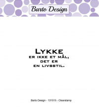 Billede: BARTO DESIGN STEMPEL LYKKE ER IKKE ET MÅL, DET ER EN LIVSTIL, 4,4x2cm, førpris kr. 16,- nupris