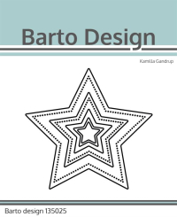 Billede: skæreskabelon 4 stjerner, 2 med dots rundt i kanten, Barto Design Dies 