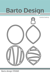 Billede: skære/prægeskabelon 2 julekugler med pynt og ophæng, Barto Design Dies 
