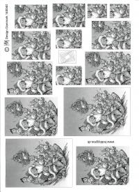 Billede: sort/hvid julemand på slæde, hmmetallic