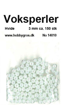 Billede: Voksperler 3mm ca.150 stk HVIDE