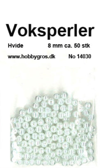 Billede: Voksperler 8mm ca. 50 stk. HVIDE